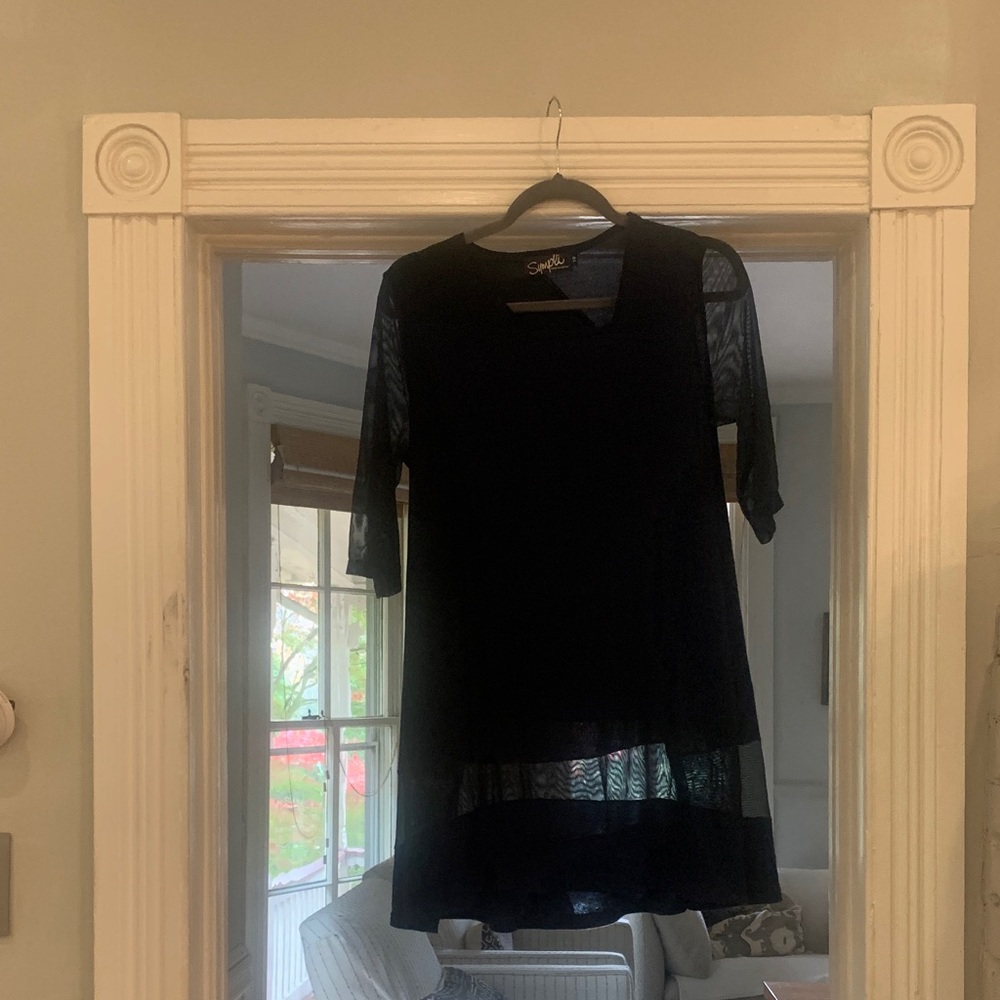 Simply Couture Navy Sheer Tunic Top